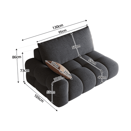 Sofá modular de 2 lugares, 130 x 105 cm u2014 encosto confortável e design moderno u2014 cinzento escuro Sofá modular de 2 lugares, 130 x 105 cm u2014 encosto confortável e design moderno u2014 cinzento escuro