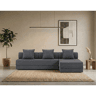 Sofá Modular 3+1+Puff Veludo Cotelê Cinza Altura 68 cm Skoffa