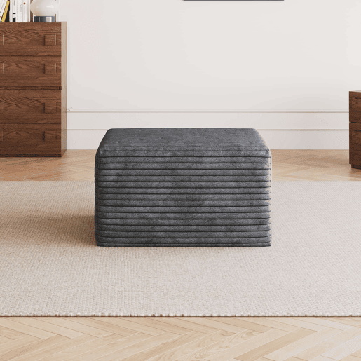 Pufe modular 65x60x38 cm em tecido acolchoado com espuma - Assento auxiliar para sofá - Cinza escuro Pufe modular 65x60x38 cm em tecido acolchoado com espuma - Assento auxiliar para sofá - Cinza escuro