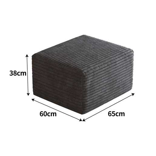 Pufe modular 65x60x38 cm em tecido acolchoado com espuma - Assento auxiliar para sofá - Cinza escuro Pufe modular 65x60x38 cm em tecido acolchoado com espuma - Assento auxiliar para sofá - Cinza escuro