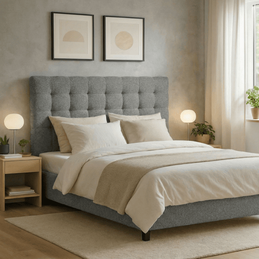 Cabeceira de cama quadrada Ascot Graphite 120 x 135 cm - Altura 120 cm Indream