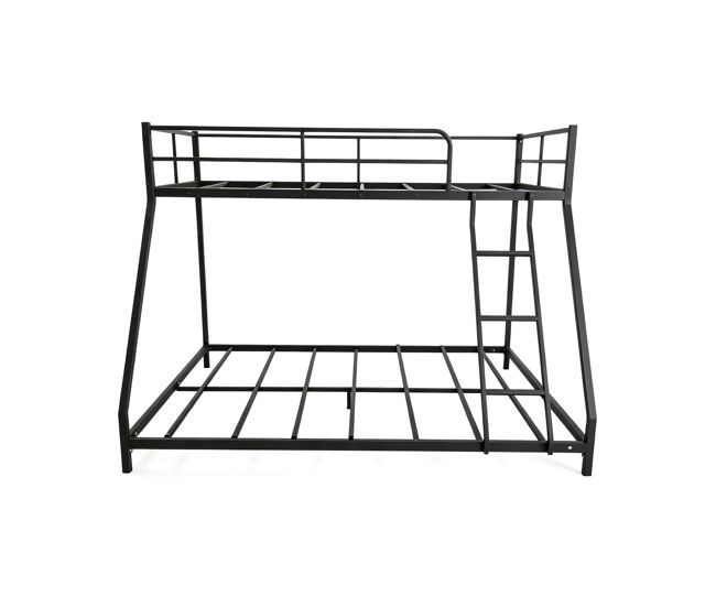 Cama metálica plegable doble 190x80 / 190x130 - estructura compacta y robusta para adultos - negro