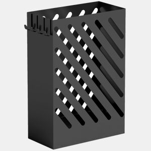HOMCOM Suporte para Guarda-Chuvas Estreito em Aço Galvanizado com Tabuleiro Recolhe-Gotas Amovível e 4 Ganchos, 28x14x41 cm, Preto