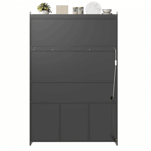 Armário alto de cozinha 120 x 40 x 181,7 cm - com porta USB, arrumação multifuncional, ampla superfície de trabalho, portas de vidro e iluminação LED - preto Armário alto de cozinha 120 x 40 x 181,7 cm - com porta USB, arrumação multifuncional, ampla superfície de trabalho, portas de vidro e iluminação LED - preto