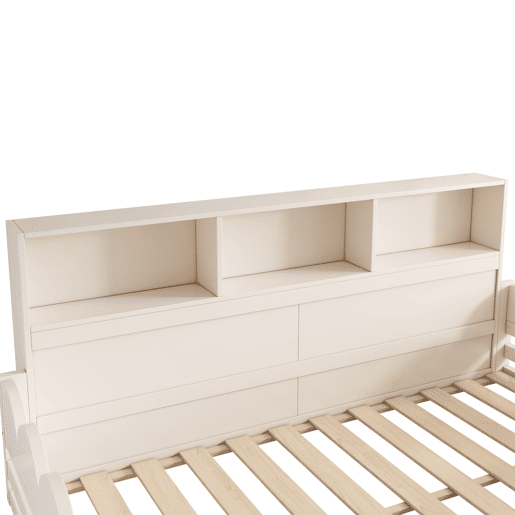 Cama infantil 140x190 - com grades e porta, com prateleira, área de brincar segura - Branco Cama infantil 140x190 - com grades e porta, com prateleira, área de brincar segura - Branco
