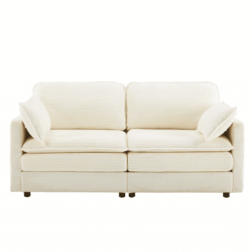 Sofá de 2 lugares - design minimalista, confortável e espaçoso, para a sala de estar ou o quarto - branco
