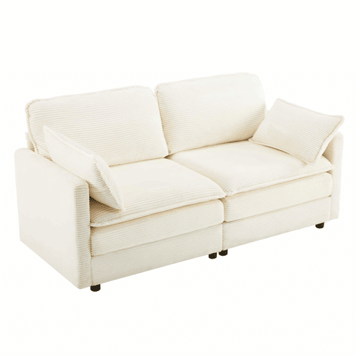 Sofá de 2 lugares - design minimalista, confortável e espaçoso, para a sala de estar ou o quarto - branco
