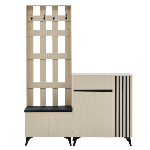 Conjunto de entrada com banco e sapateiraarmário - design moderno, arrumação multifuncional para o corredor, sala de estar e quarto - madeira Conjunto de entrada com banco e sapateiraarmário - design moderno, arrumação multifuncional para o corredor, sala de estar e quarto - madeira