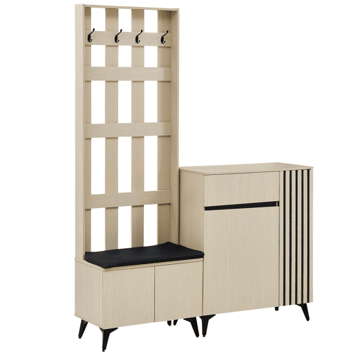 Conjunto de entrada com banco e sapateiraarmário - design moderno, arrumação multifuncional para o corredor, sala de estar e quarto - madeira Conjunto de entrada com banco e sapateiraarmário - design moderno, arrumação multifuncional para o corredor, sala de estar e quarto - madeira