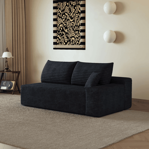 Sofá de 2 lugares, 175 x 95 cm u2013 estofado em veludo, assento confortável, estilo moderno u2013 preto