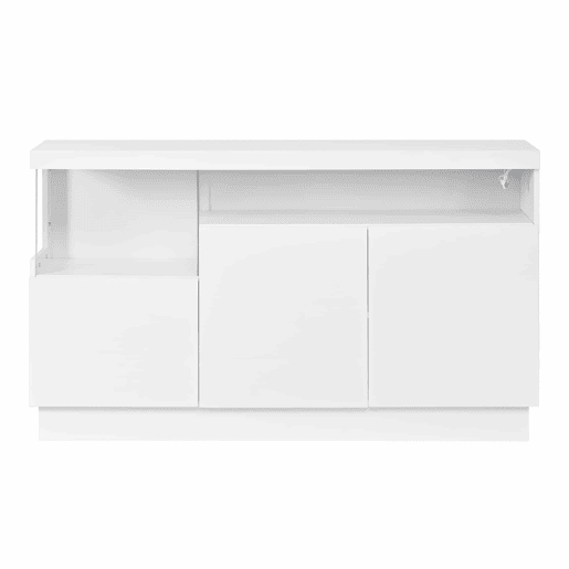 Aparador sem dimensões especificadas - Iluminação LED com controlo por aplicação, compartimentos em acrílico, armário de arrumação para sala de estar, design moderno - Branco Aparador sem dimensões especificadas - Iluminação LED com controlo por aplicação, compartimentos em acrílico, armário de arrumação para sala de estar, design moderno - Branco