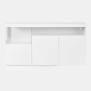 Aparador sem dimensões especificadas - Iluminação LED com controlo por aplicação, compartimentos em acrílico, armário de arrumação para sala de estar, design moderno - Branco