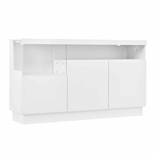 Aparador sem dimensões especificadas - Iluminação LED com controlo por aplicação, compartimentos em acrílico, armário de arrumação para sala de estar, design moderno - Branco Aparador sem dimensões especificadas - Iluminação LED com controlo por aplicação, compartimentos em acrílico, armário de arrumação para sala de estar, design moderno - Branco