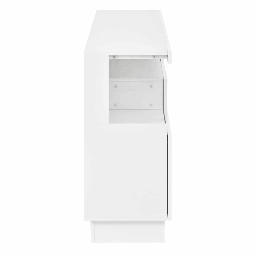 Aparador sem dimensões especificadas - Iluminação LED com controlo por aplicação, compartimentos em acrílico, armário de arrumação para sala de estar, design moderno - Branco Aparador sem dimensões especificadas - Iluminação LED com controlo por aplicação, compartimentos em acrílico, armário de arrumação para sala de estar, design moderno - Branco