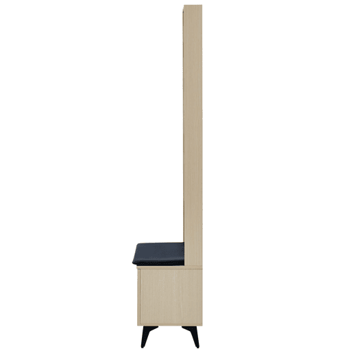 Cabideiro moderno com banco e ganchos, sem dimensões especificadas u2014 4 ganchos para casacos e malas, estrutura resistente, pés em aço preto, design elegante para o hall de entrada u2014 Madeira
