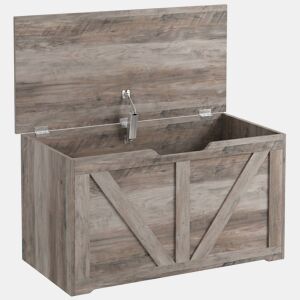 HOMCOM Baú de Arrumação de 100 L, Banco com Tampa e Dobradiça de Segurança, para Quarto, Sala e Entrada, 80x40x45 cm, Cinzento