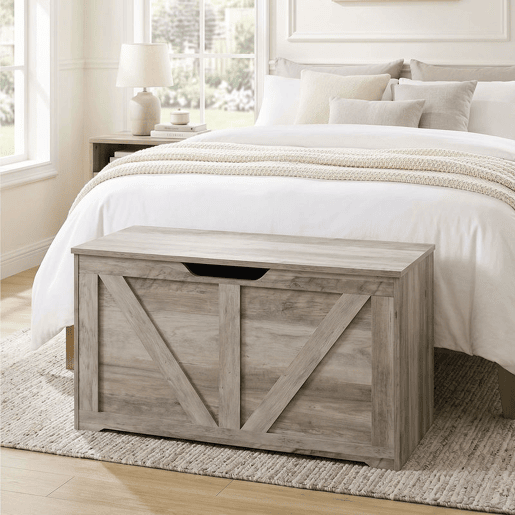 HOMCOM Baú de Arrumação de 100 L, Banco com Tampa e Dobradiça de Segurança, para Quarto, Sala e Entrada, 80x40x45 cm, Cinzento HOMCOM Baú de Arrumação de 100 L, Banco com Tampa e Dobradiça de Segurança, para Quarto, Sala e Entrada, 80x40x45 cm, Cinzento