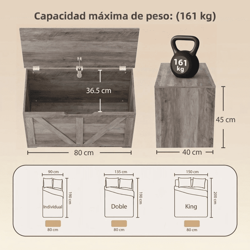 HOMCOM Baú de Arrumação de 100 L, Banco com Tampa e Dobradiça de Segurança, para Quarto, Sala e Entrada, 80x40x45 cm, Cinzento HOMCOM Baú de Arrumação de 100 L, Banco com Tampa e Dobradiça de Segurança, para Quarto, Sala e Entrada, 80x40x45 cm, Cinzento