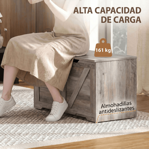 HOMCOM Baú de Arrumação de 100 L, Banco com Tampa e Dobradiça de Segurança, para Quarto, Sala e Entrada, 80x40x45 cm, Cinzento HOMCOM Baú de Arrumação de 100 L, Banco com Tampa e Dobradiça de Segurança, para Quarto, Sala e Entrada, 80x40x45 cm, Cinzento
