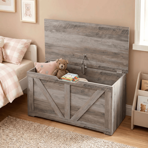 HOMCOM Baú de Arrumação de 100 L, Banco com Tampa e Dobradiça de Segurança, para Quarto, Sala e Entrada, 80x40x45 cm, Cinzento HOMCOM Baú de Arrumação de 100 L, Banco com Tampa e Dobradiça de Segurança, para Quarto, Sala e Entrada, 80x40x45 cm, Cinzento