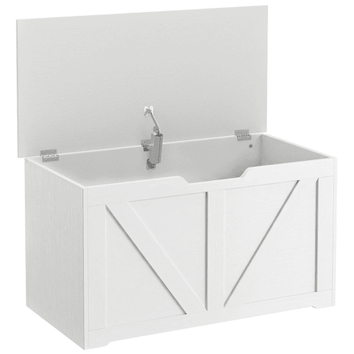 HOMCOM Baú de Arrumação 100L com Tampa de Segurança, Banco com Puxador em U, 80x40x45 cm, Branco