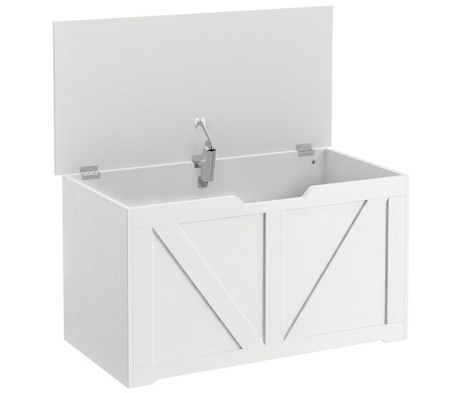 Homcom baúl de almacenaje 100l, banco de almacenaje con bisagra de seguridad, asa con recorte en u, para recibidor, pasillo, dormitorio, salón, carga 136 kg, 80x40x45 cm, blanco