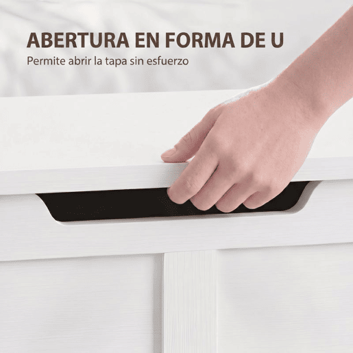HOMCOM Baú de Arrumação 100L com Tampa de Segurança, Banco com Puxador em U, 80x40x45 cm, Branco