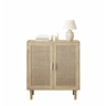 Armário de arrumação com 2 portas, 80 cm - rattan, para sala de estar, sala de jantar, hall de entrada - cor natural