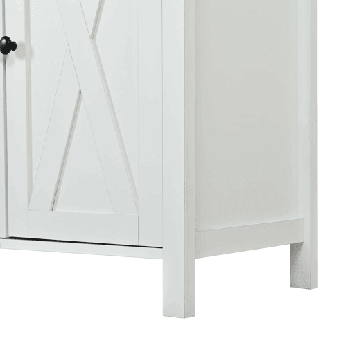 Aparador moderno 140 x 40 x 78 cm - 4 portas, puxadores redondos pretos, 2 compartimentos, MDF - branco Aparador moderno 140 x 40 x 78 cm - 4 portas, puxadores redondos pretos, 2 compartimentos, MDF - branco