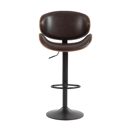 Bancos de bar giratórios, 2 unidades, altura ajustável u2013 madeira curvada, assento em couro PU, encosto ergonómico, apoio para os pés, design para cozinha e bar u2013 castanho Bancos de bar giratórios, 2 unidades, altura ajustável u2013 madeira curvada, assento em couro PU, encosto ergonómico, apoio para os pés, design para cozinha e bar u2013 castanho