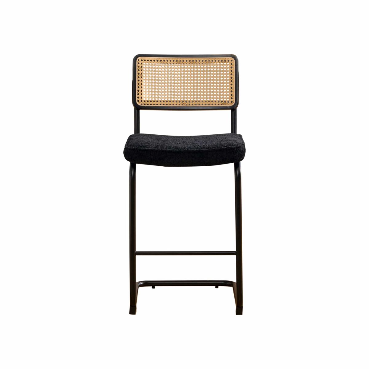 Pack de 2 taburetes de bar estándar - diseño moderno de alto brillo, asiento de chenilla, sin reposabrazos, respaldo con estructura de madera efecto