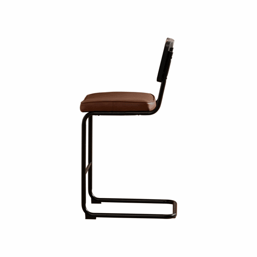 Conjunto de 2 bancos de bar modernos - design de alto brilho, estofados em couro sintético PU de estilo vintage, sem braços, encosto com estrutura em madeira e efeito rattan, pernas metálicas lacadas - Castanho Conjunto de 2 bancos de bar modernos - design de alto brilho, estofados em couro sintético PU de estilo vintage, sem braços, encosto com estrutura em madeira e efeito rattan, pernas metálicas lacadas - Castanho