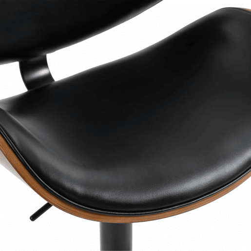 Bancos de bar giratórios, conjunto de 2 - reguláveis em altura, madeira curvada, assento em couro PU, encosto ergonómico e apoio para os pés, para bar e ilha de cozinha em casa - Preto Bancos de bar giratórios, conjunto de 2 - reguláveis em altura, madeira curvada, assento em couro PU, encosto ergonómico e apoio para os pés, para bar e ilha de cozinha em casa - Preto