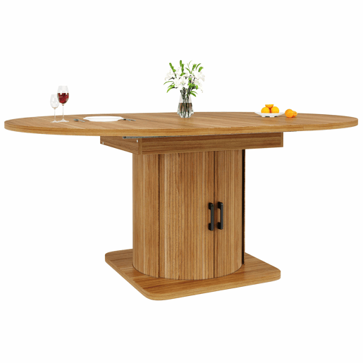 Conjunto de sala de jantar de 5 peças - mesa extensível com gavetas, para 4-6 pessoas, cadeiras em linho cinzento - castanho escuro Conjunto de sala de jantar de 5 peças - mesa extensível com gavetas, para 4-6 pessoas, cadeiras em linho cinzento - castanho escuro