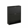 Aparador 80 x 24 cm - frente com ranhuras, prateleiras ajustáveis, sistema anti-tombamento, consola decorativa para a entrada - Preto