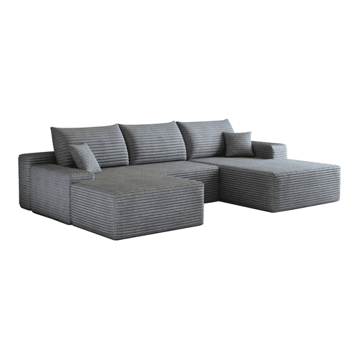 Sofá modular de canto de 270 cm - chaise longue em L, assento profundo, modular - Cinzento