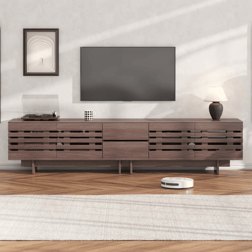 Móvel de TV moderno 200 x 39,5 x 55 cm u2013 para televisores até 80 polegadas, 4 portas basculantes, 2 gavetas, 6 compartimentos de arrumação, sala de estar e quarto u2013 cor de nogueira Móvel de TV moderno 200 x 39,5 x 55 cm u2013 para televisores até 80 polegadas, 4 portas basculantes, 2 gavetas, 6 compartimentos de arrumação, sala de estar e quarto u2013 cor de nogueira