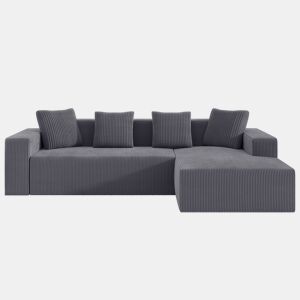 Sofá modular de 3 lugares - modelo Cloud em L, moderno, com assento profundo e estofado - Cinzento