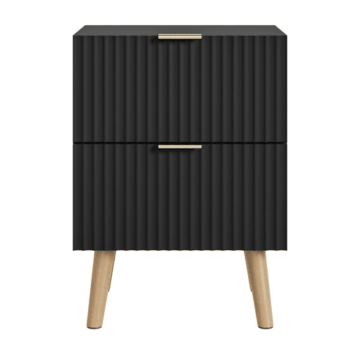 Mesa de cabeceira Nand com 2 gavetas 55x40x30cm Preto en.casa Mesa de cabeceira Nand com 2 gavetas 55x40x30cm Preto en.casa
