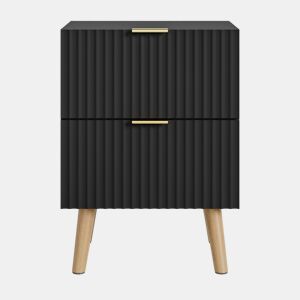 Mesa de cabeceira Nand com 2 gavetas 55x40x30cm Preto en.casa