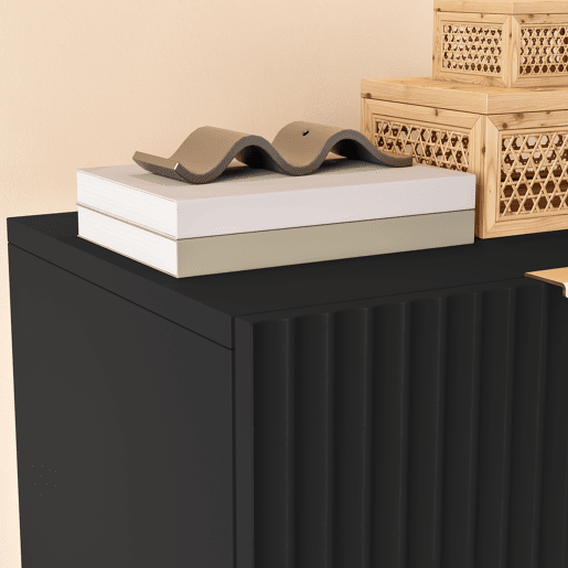 Mesa de cabeceira Nand com 2 gavetas 55x40x30cm Preto en.casa Mesa de cabeceira Nand com 2 gavetas 55x40x30cm Preto en.casa