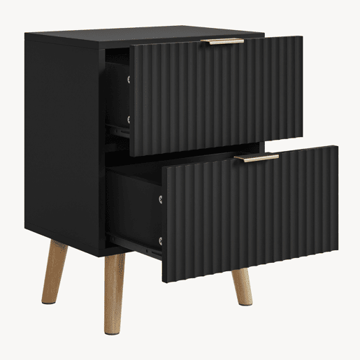 Mesa de cabeceira Nand com 2 gavetas 55x40x30cm Preto en.casa Mesa de cabeceira Nand com 2 gavetas 55x40x30cm Preto en.casa
