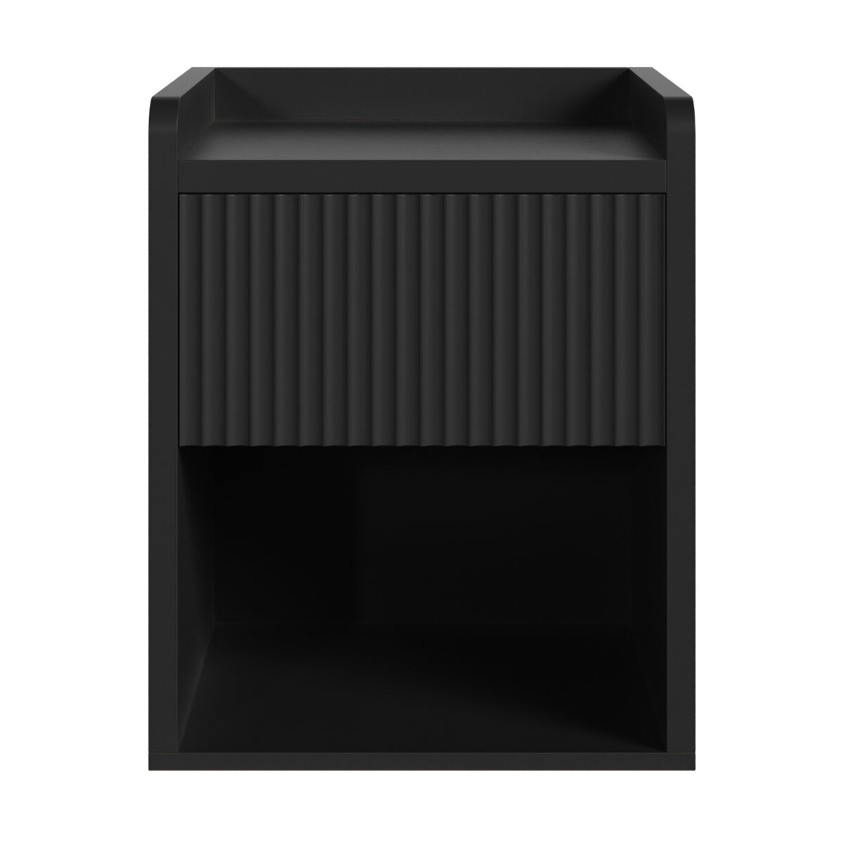 Mesita de noche nand cajón + 1 compartimento 55x45x39 cm negro [en.casa]
