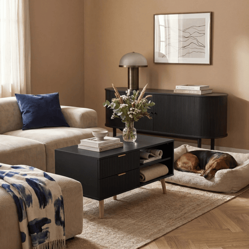 Mesa de centro Nand com 2 gavetas 100x50x45cm Preto en.casa