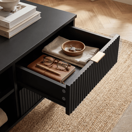 Mesa de centro Nand com 2 gavetas 100x50x45cm Preto en.casa