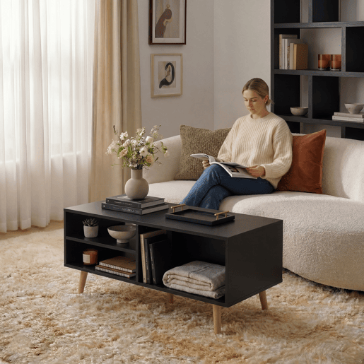 Mesa de centro Nand com 2 gavetas 100x50x45cm Preto en.casa