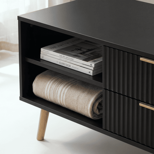 Mesa de centro Nand com 2 gavetas 100x50x45cm Preto en.casa