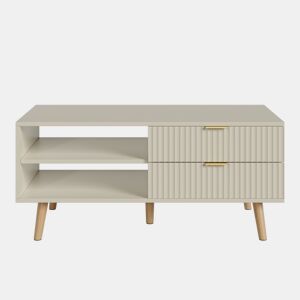 Mesa de centro Nand com 2 gavetas 100x50x45cm Cor areia en.casa