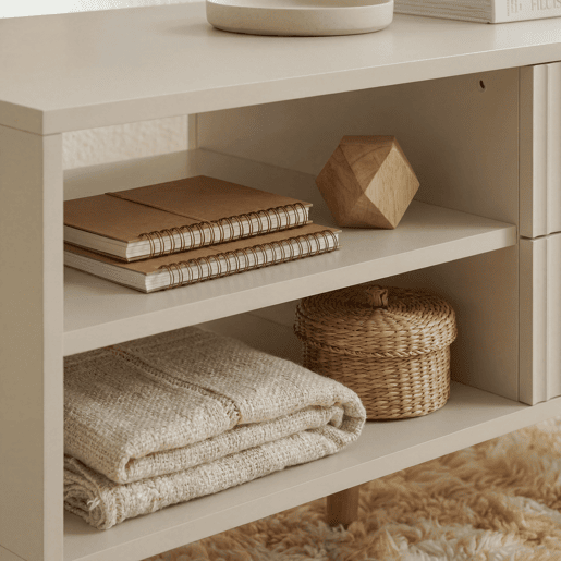 Mesa de centro Nand com 2 gavetas 100x50x45cm Cor areia en.casa Mesa de centro Nand com 2 gavetas 100x50x45cm Cor areia en.casa
