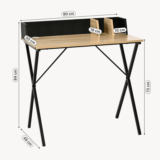 Secretária Kappespoo com passa-cabos 84x80x50 cm PretoEfeito carvalho en.casa Secretária Kappespoo com passa-cabos 84x80x50 cm PretoEfeito carvalho en.casa